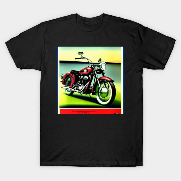 Vintage Red Motorcycle Poster T-Shirt by BAYFAIRE